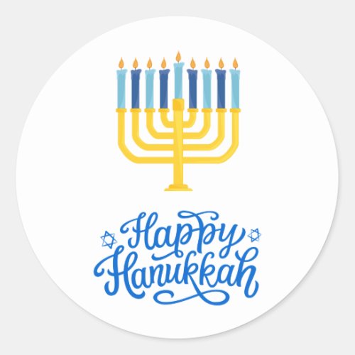 Happy Hanukkah Menorah Classic Round Sticker