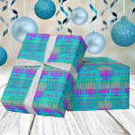 Happy Hanukkah Menorah Colorful Turquoise Pattern Wrapping Paper<br><div class="desc">Personalize this Happy Hanukkah wrapping paper in colorful turquoise blue with your name for truly unique gift wrap for your Festival Of Lights celebration. Perfect for kids of all ages, and adults too, a colorful pattern of Menorahs with the traditional nine candles shaded in vibrant colors of purple, hot pink,...</div>