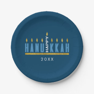 Happy Hanukkah Menorah Custom Paper Plates