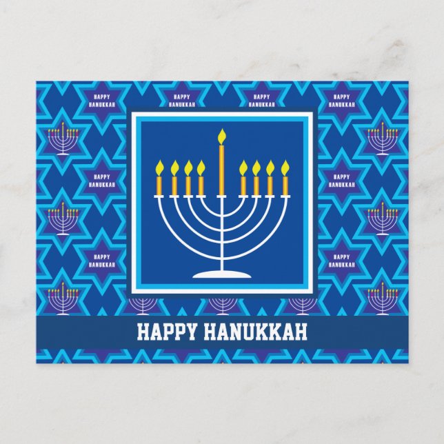 🕎 Happy Hanukkah, Menorah, customizable Postcard (Front)