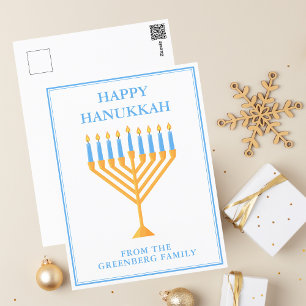 Happy Hanukkah Menorah Cute Personalized Postcard