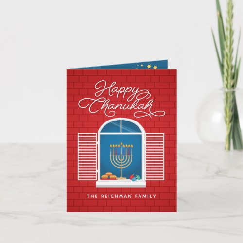 HAPPY HANUKKAH Menorah Dreidel Greeting Card