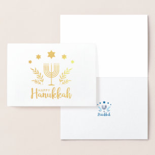 Happy Hanukkah Menorah  Foil Card