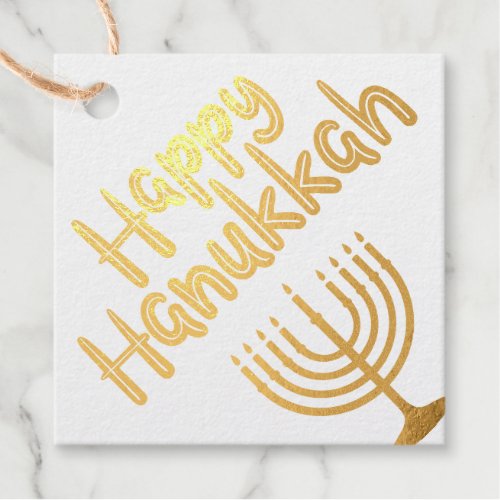 Happy Hanukkah Menorah Foil Favor Tags