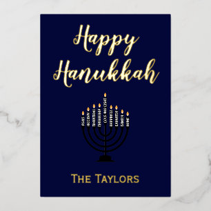 Happy Hanukkah Menorah Foil Holiday Card