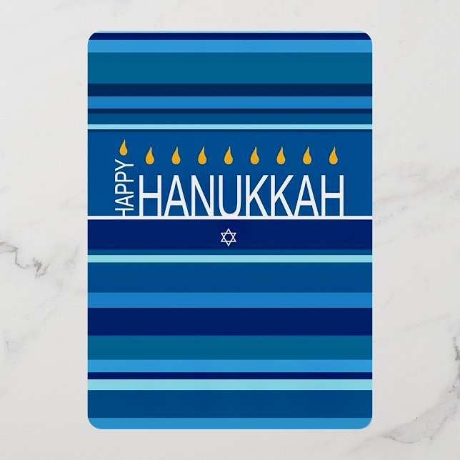Happy Hanukkah menorah   Foil Invitation (Back)