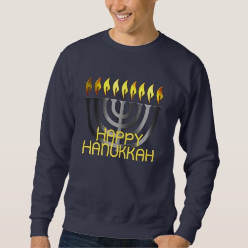 Happy Hanukkah Menorah Gray Sweatshirt