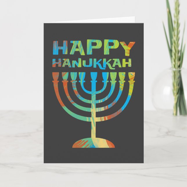 Happy Hanukkah Menorah Greeting Cards (Front)