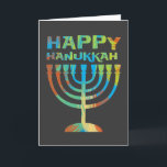 Happy Hanukkah Menorah Greeting Cards<br><div class="desc">Celebrate Hanukkah with this colorful holiday greeting card that reads,  "Happy Hanukkah" over a menorah.</div>