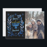 Happy Hanukkah Menorah Hand Drawn CUSTOM PHOTO  Holiday Card<br><div class="desc">Sweet wreath drawing to wish someone happy holidays! Add your own photo! Click "personalize" to add your own photo. You can also add text to the front or back side. Check my shop for more options. Also available as digital download to send instantly via email or text message and postcards...</div>