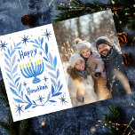 Happy Hanukkah Menorah Hand Drawn CUSTOM PHOTO  Holiday Card<br><div class="desc">Sweet wreath drawing to wish someone happy holidays! Add your own photo! Click "personalize" to add your own photo. You can also add text to the front or back side. Check my shop for more options. Also available as digital download to send instantly via email or text message and postcards...</div>