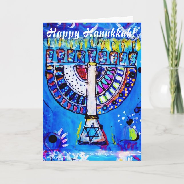 Happy Hanukkah! Menorah Holiday Card (Front)