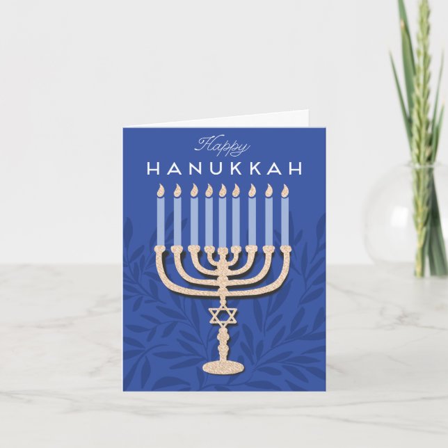 Happy Hanukkah Menorah Holiday Card (Front)