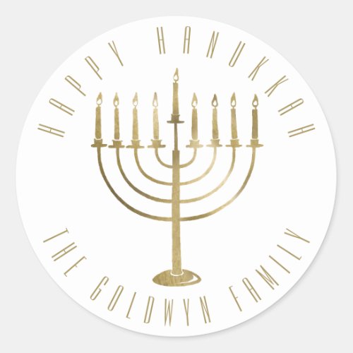 Happy Hanukkah Menorah Holiday Classic Round Sticker