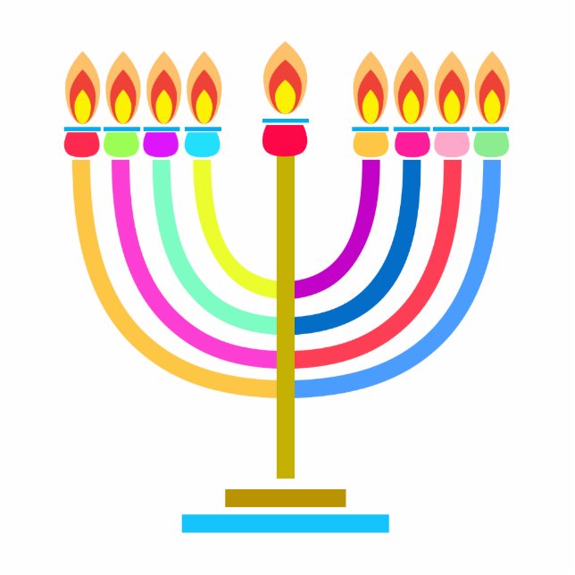 Happy Hanukkah Menorah  Holiday Decoration Judaica Cutout (Front)