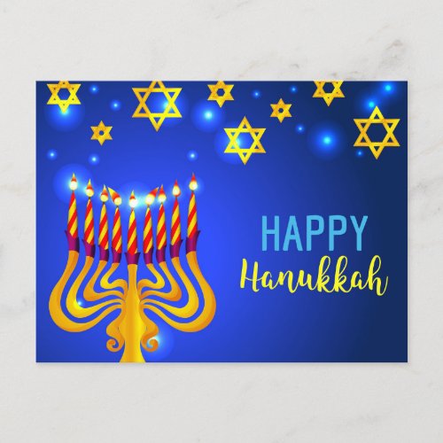 Happy Hanukkah Menorah   Holiday Postcard