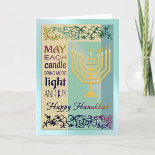 Happy Hanukkah Menorah Jewish Holiday Card