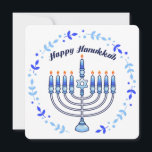Happy Hanukkah Menorah Jewish Jew Cute Candles Holiday Card<br><div class="desc">Wish that special someone a Chag Sameach on this festival of lights with a contemporary,  cute Jewish design by PopQTstudio. This holiday card features a playful design of a Menorah topped with cheerful kawaii candles. A great card to give your Jewish friends and family.</div>