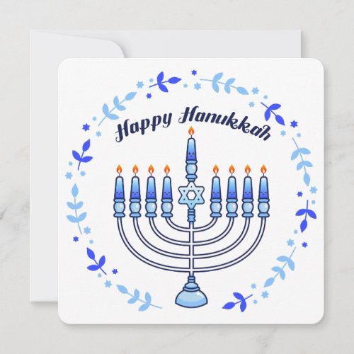 Happy Hanukkah Menorah Jewish Jew Cute Candles Holiday Card