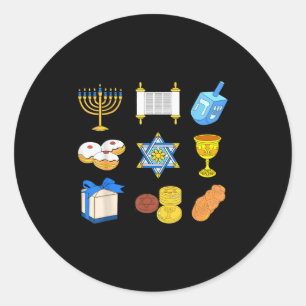 Happy Hanukkah Menorah Jewish Xmas Chanukah Family Classic Round Sticker