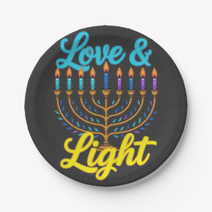 Happy Hanukkah Menorah Lights Celebration Paper Plates