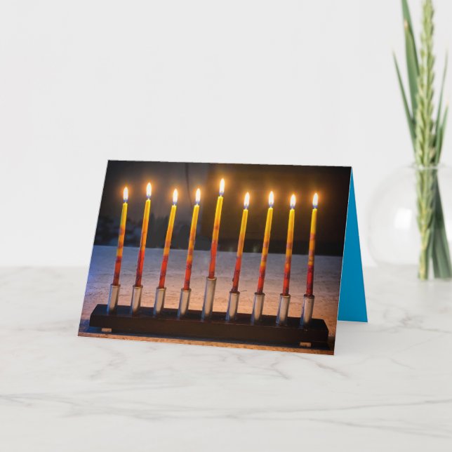 Happy Hanukkah Menorah Miracle Card (Front)