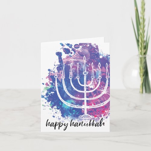 Happy Hanukkah Menorah Modern Art Inspired Holiday Card