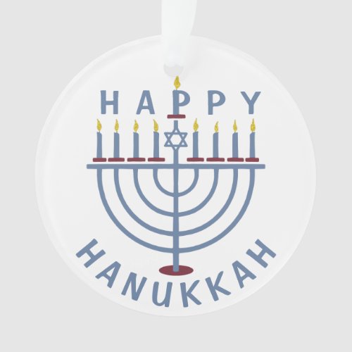 Happy Hanukkah Menorah Ornament