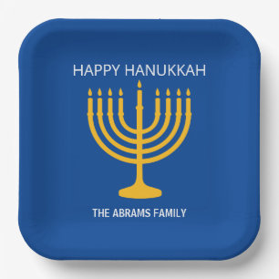 Happy Hanukkah Menorah Paper Plates