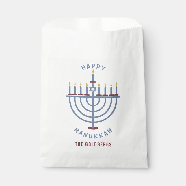 Happy Hanukkah Menorah Party Custom Favor Bag (Front)