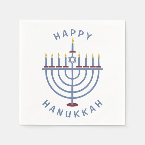 Happy Hanukkah Menorah Party Paper Napkins