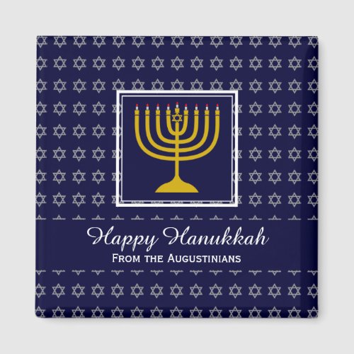 HAPPY HANUKKAH Menorah Personalized Blue Fridge Magnet