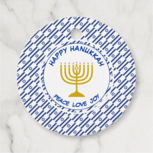 HAPPY HANUKKAH Menorah Personalized Israeli Flag Favor Tags