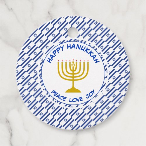 HAPPY HANUKKAH Menorah Personalized Israeli Flag Favor Tags