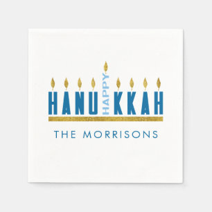 Happy Hanukkah   Menorah Personalized Napkins