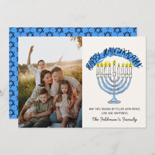Happy Hanukkah Menorah Photo Holiday Card