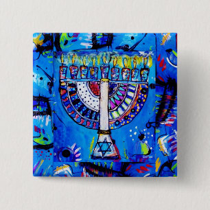 Happy Hanukkah Menorah Pinback Button