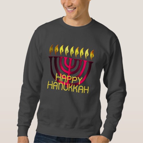 Happy Hanukkah Menorah Pink Sweatshirt