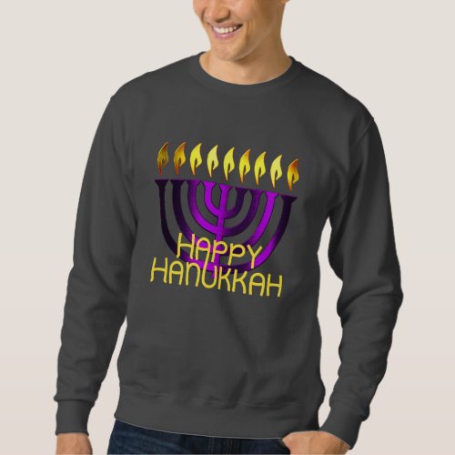 Happy Hanukkah Menorah Purple Sweatshirt