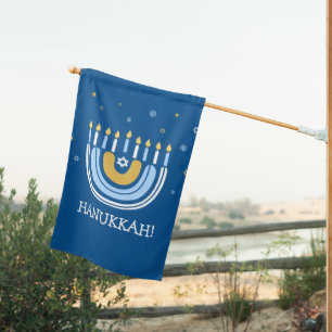 Happy Hanukkah Menorah Rainbow House Flag