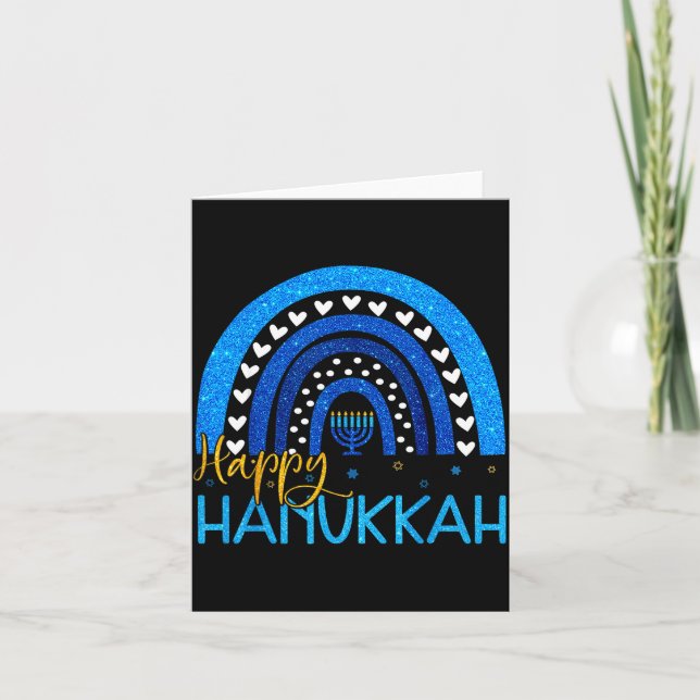 Happy Hanukkah Menorah Rainbow Jewish Gift Women K Card (Front)