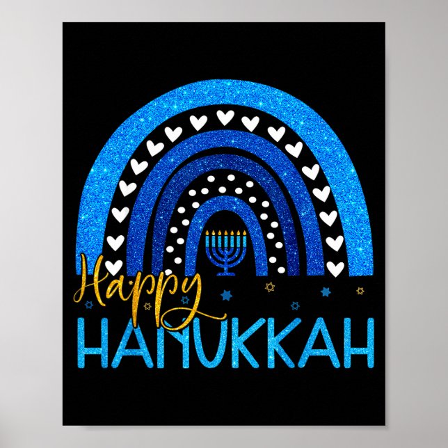 Happy Hanukkah Menorah Rainbow Jewish Gift Women K Poster (Front)
