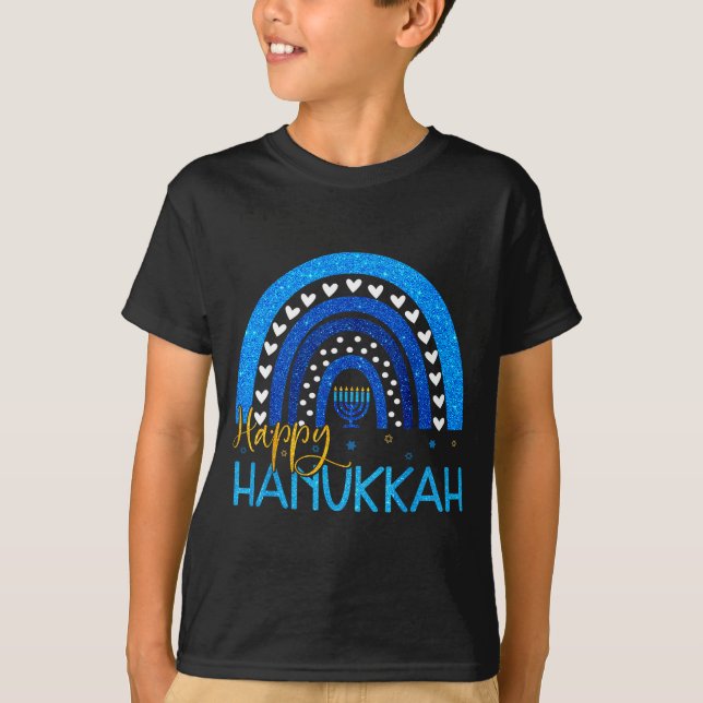 Happy Hanukkah Menorah Rainbow Jewish Gift Women K T-Shirt (Front)