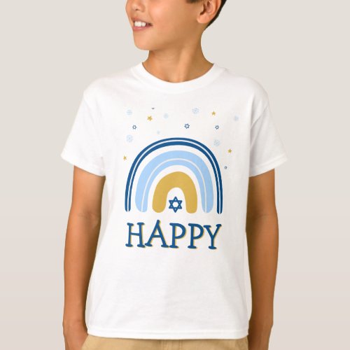 Happy Hanukkah  Menorah Rainbow  T_Shirt