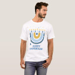 Happy Hanukkah  Menorah Rainbow  T-Shirt<br><div class="desc">Our Rainbow Menorah Hanukkah Greeting T-Shirt has a popular Rainbow design that flipped over to become a cheerful Hanukkah/ Chanukah menorah. With a sprinkling of Jewish stars of David, this modern design is a cool, fun way to wish family and friends a Happy Hanukkah wherever you go. Text can be...</div>