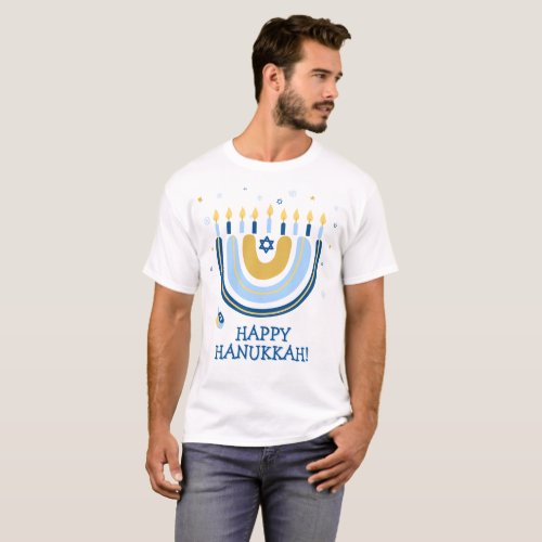 Happy Hanukkah  Menorah Rainbow  T_Shirt