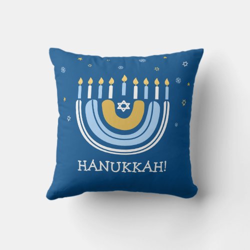 Happy Hanukkah Menorah Rainbow Throw Pillow