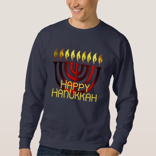 Happy Hanukkah Menorah Red Sweatshirt