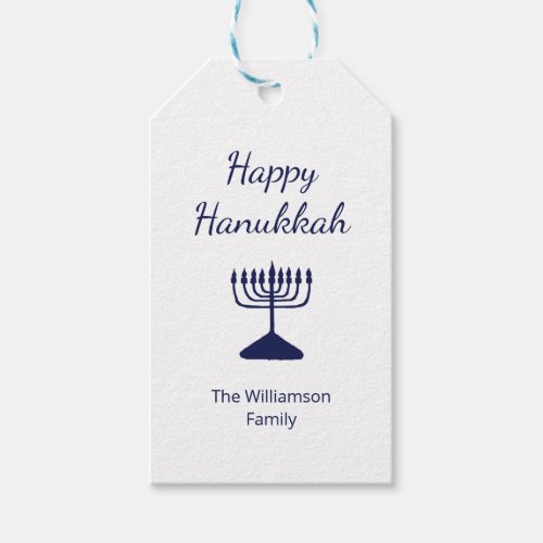 Happy Hanukkah Menorah Simple Gift Tags