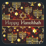 Happy Hanukkah Menorah Square Sticker<br><div class="desc">In celebration of the Jewish festival of lights.</div>